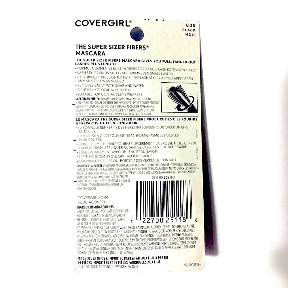 🆕 805 CoverGirl The Super Sizer Fibers Mascara, Black (805), 0.44oz